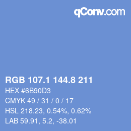 カラーコード: RGB 107.1 144.8 211 | qconv.com