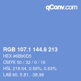 カラーコード: RGB 107.1 144.8 213 | qconv.com