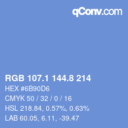カラーコード: RGB 107.1 144.8 214 | qconv.com