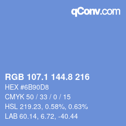 Color code: RGB 107.1 144.8 216 | qconv.com