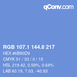 Color code: RGB 107.1 144.8 217 | qconv.com