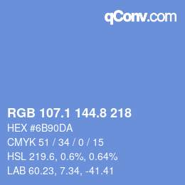 カラーコード: RGB 107.1 144.8 218 | qconv.com