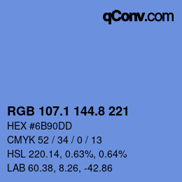 Color code: RGB 107.1 144.8 221 | qconv.com