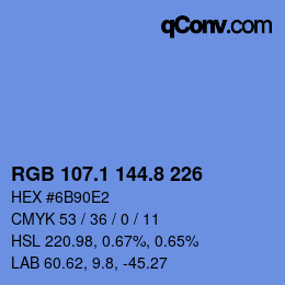 Color code: RGB 107.1 144.8 226 | qconv.com