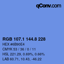 カラーコード: RGB 107.1 144.8 228 | qconv.com
