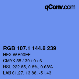 カラーコード: RGB 107.1 144.8 239 | qconv.com