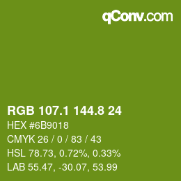 カラーコード: RGB 107.1 144.8 24 | qconv.com