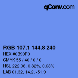 Color code: RGB 107.1 144.8 240 | qconv.com