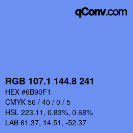 Color code: RGB 107.1 144.8 241 | qconv.com