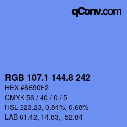 Color code: RGB 107.1 144.8 242 | qconv.com