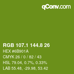 カラーコード: RGB 107.1 144.8 26 | qconv.com