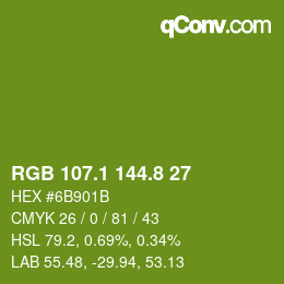 カラーコード: RGB 107.1 144.8 27 | qconv.com