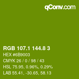 カラーコード: RGB 107.1 144.8 3 | qconv.com