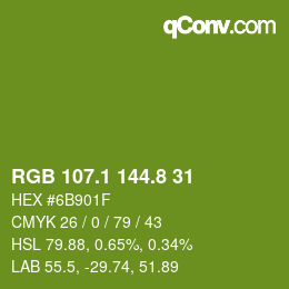 カラーコード: RGB 107.1 144.8 31 | qconv.com