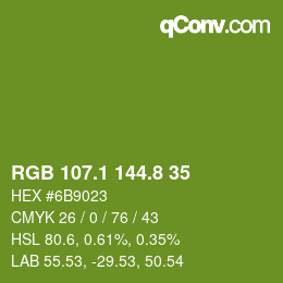 カラーコード: RGB 107.1 144.8 35 | qconv.com