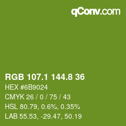 カラーコード: RGB 107.1 144.8 36 | qconv.com
