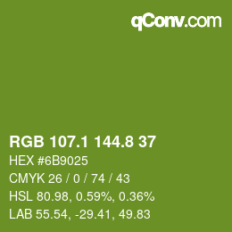 カラーコード: RGB 107.1 144.8 37 | qconv.com