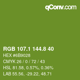 カラーコード: RGB 107.1 144.8 40 | qconv.com