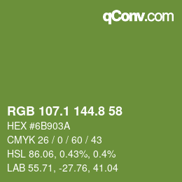 カラーコード: RGB 107.1 144.8 58 | qconv.com