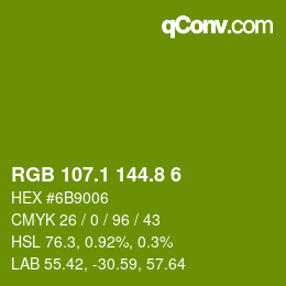 カラーコード: RGB 107.1 144.8 6 | qconv.com