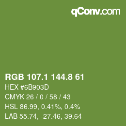 カラーコード: RGB 107.1 144.8 61 | qconv.com