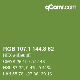 カラーコード: RGB 107.1 144.8 62 | qconv.com
