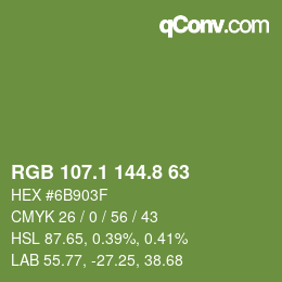 カラーコード: RGB 107.1 144.8 63 | qconv.com