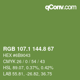 カラーコード: RGB 107.1 144.8 67 | qconv.com