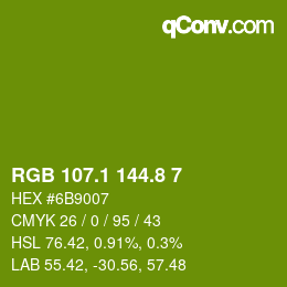 カラーコード: RGB 107.1 144.8 7 | qconv.com