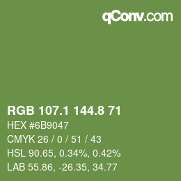 カラーコード: RGB 107.1 144.8 71 | qconv.com