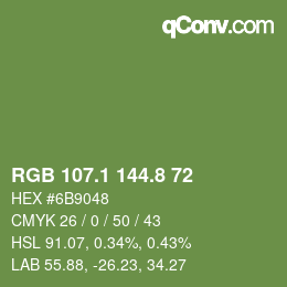 カラーコード: RGB 107.1 144.8 72 | qconv.com