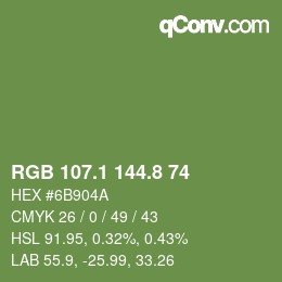 カラーコード: RGB 107.1 144.8 74 | qconv.com