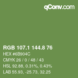Color code: RGB 107.1 144.8 76 | qconv.com