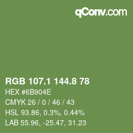 カラーコード: RGB 107.1 144.8 78 | qconv.com