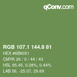 Color code: RGB 107.1 144.8 81 | qconv.com