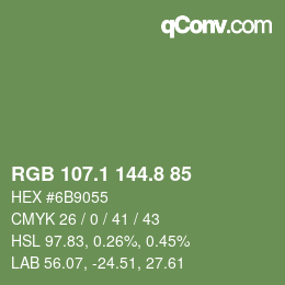 Color code: RGB 107.1 144.8 85 | qconv.com
