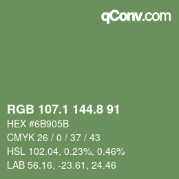 カラーコード: RGB 107.1 144.8 91 | qconv.com