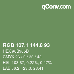 カラーコード: RGB 107.1 144.8 93 | qconv.com