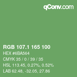 カラーコード: RGB 107.1 165 100 | qconv.com