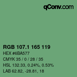 カラーコード: RGB 107.1 165 119 | qconv.com
