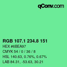 カラーコード: RGB 107.1 234.8 151 | qconv.com