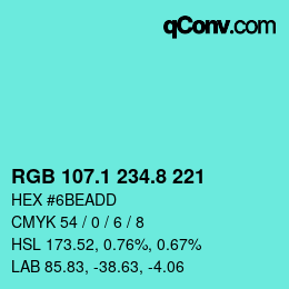Color code: RGB 107.1 234.8 221 | qconv.com