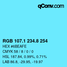 カラーコード: RGB 107.1 234.8 254 | qconv.com