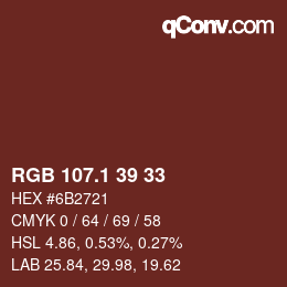 カラーコード: RGB 107.1 39 33 | qconv.com