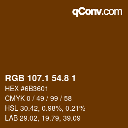 Color code: RGB 107.1 54.8 1 | qconv.com