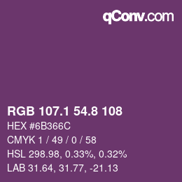 カラーコード: RGB 107.1 54.8 108 | qconv.com