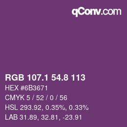 カラーコード: RGB 107.1 54.8 113 | qconv.com
