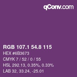 カラーコード: RGB 107.1 54.8 115 | qconv.com