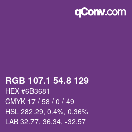 カラーコード: RGB 107.1 54.8 129 | qconv.com