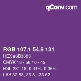 カラーコード: RGB 107.1 54.8 131 | qconv.com